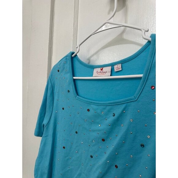 Quacker Factory by Jeanne Bice women’s size large blue t-shirt - Picture 3 of 9